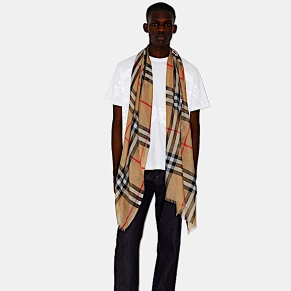 Burberry Lightweight Check Wool Silk Scarf - Picture 3 of 11
